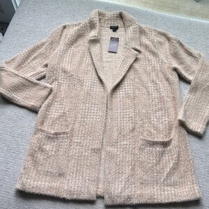 J. Jill Wearever collection Beige Tan Textured Open Cardigan Jacket NWT MEDIUM